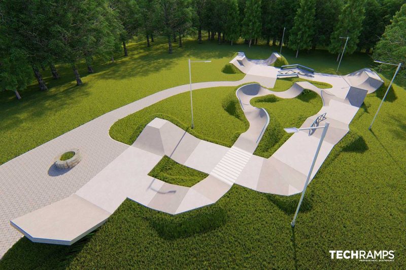 Przestrzenny projekt skateparku w Krakowie